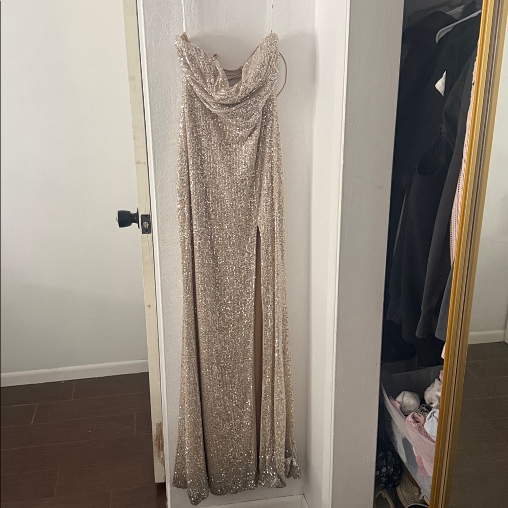 Evenings of Elegance Silver Sequin Lace-Up Maxi Dress
Lulus